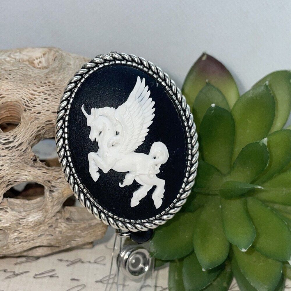 Pegasus Unicorn Mythology Lanyard Unisex Retractable Reel Id Card Badge Holder